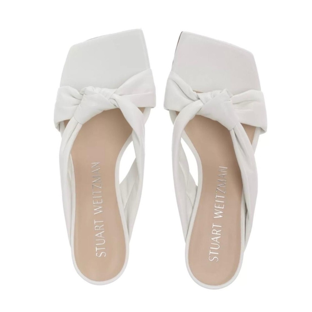 Stuart Weitzman Playa 75 Knot Sandal in White Leather - NWT - Picture 4 of 16